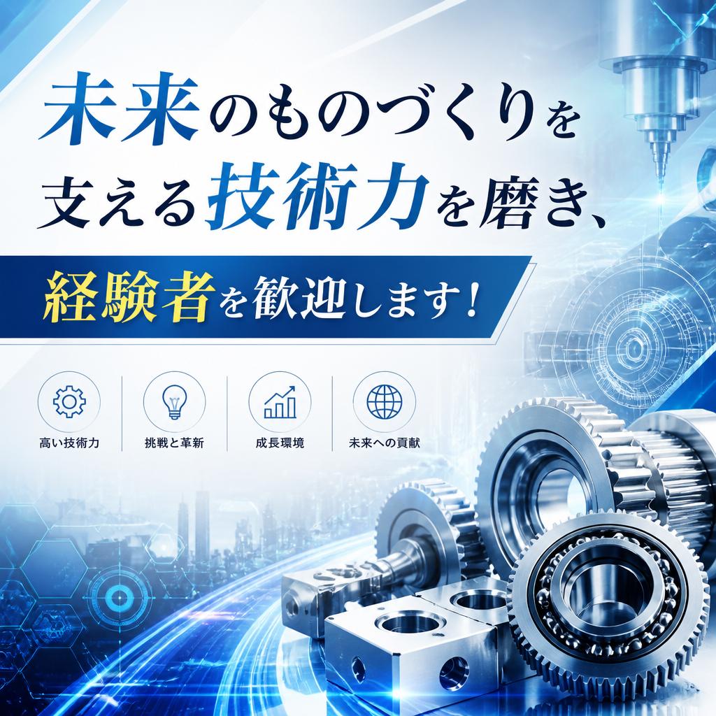 未来のものづくりを支える技術力を磨き、経験者を歓迎します！