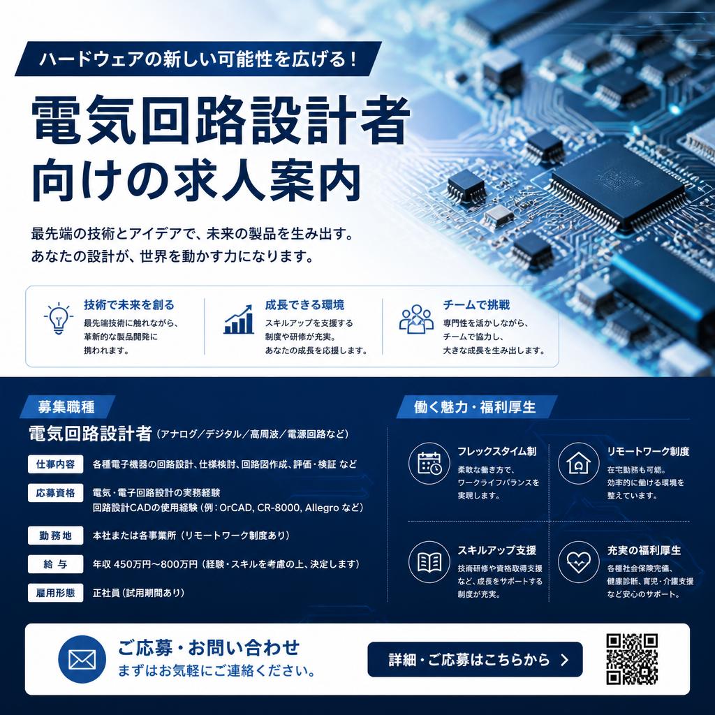 ハードウェアの新しい可能性を広げる！電気回路設計者向けの求人案内をご覧ください